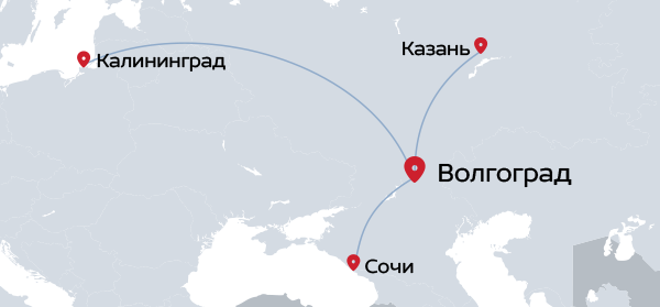 Маршрутная сеть Nordwind Airlines из Волгограда, лето 2025